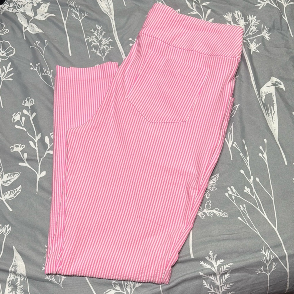 EUC Lilly Pulitzer Corso Knit Pant Havana Pink Seersucker